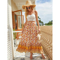 high-waisted rayon printed button-down slit midi skirt - perfect for beach vacations