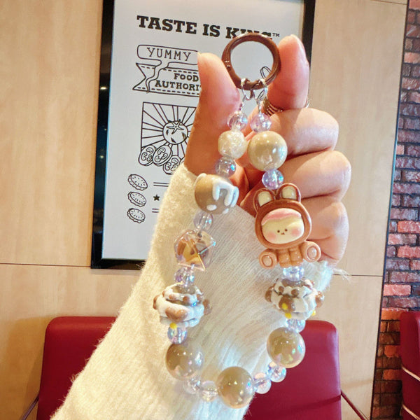 New cartoon doll Lilith mobile phone chain hand-painted bead string keychain mobile phone case hanging chain   Korean version