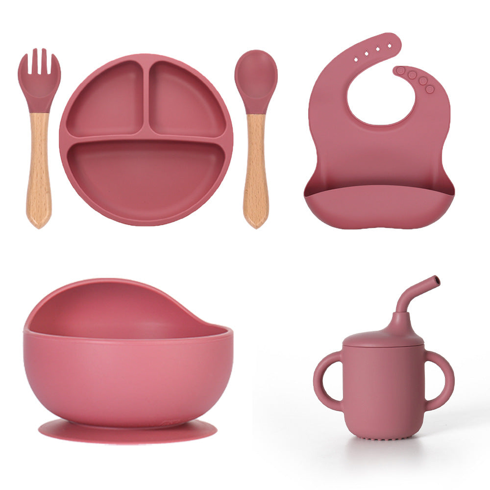 Children's Grid Silicone Plate, BPA Silicon Free Children's Gift Tableware Feeding Set Three Grid Plate