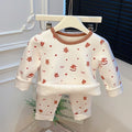 Autumn wintergirlthickened home wear suit baby heattech autumn clothes and long trousers trendy pajamas kids clothes children's clothing