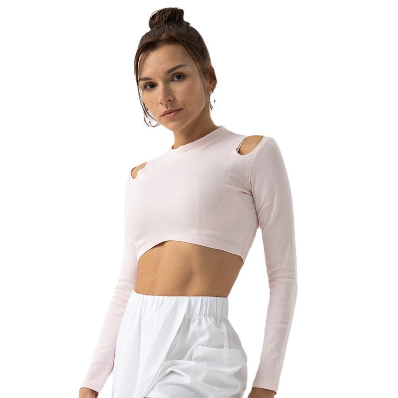 Eco-friendly organic cotton off-shoulder long sleeve activewear top - perfect for dance, fitness, yoga, and everyday style