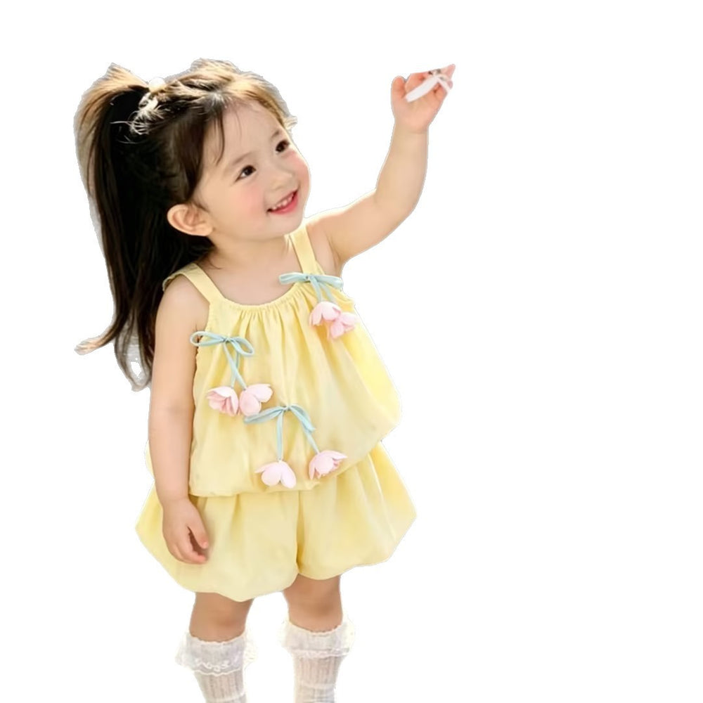 summer new sweet outfit set for baby girls - two-piece sundress set, toddler summer wear, sweet and adorable