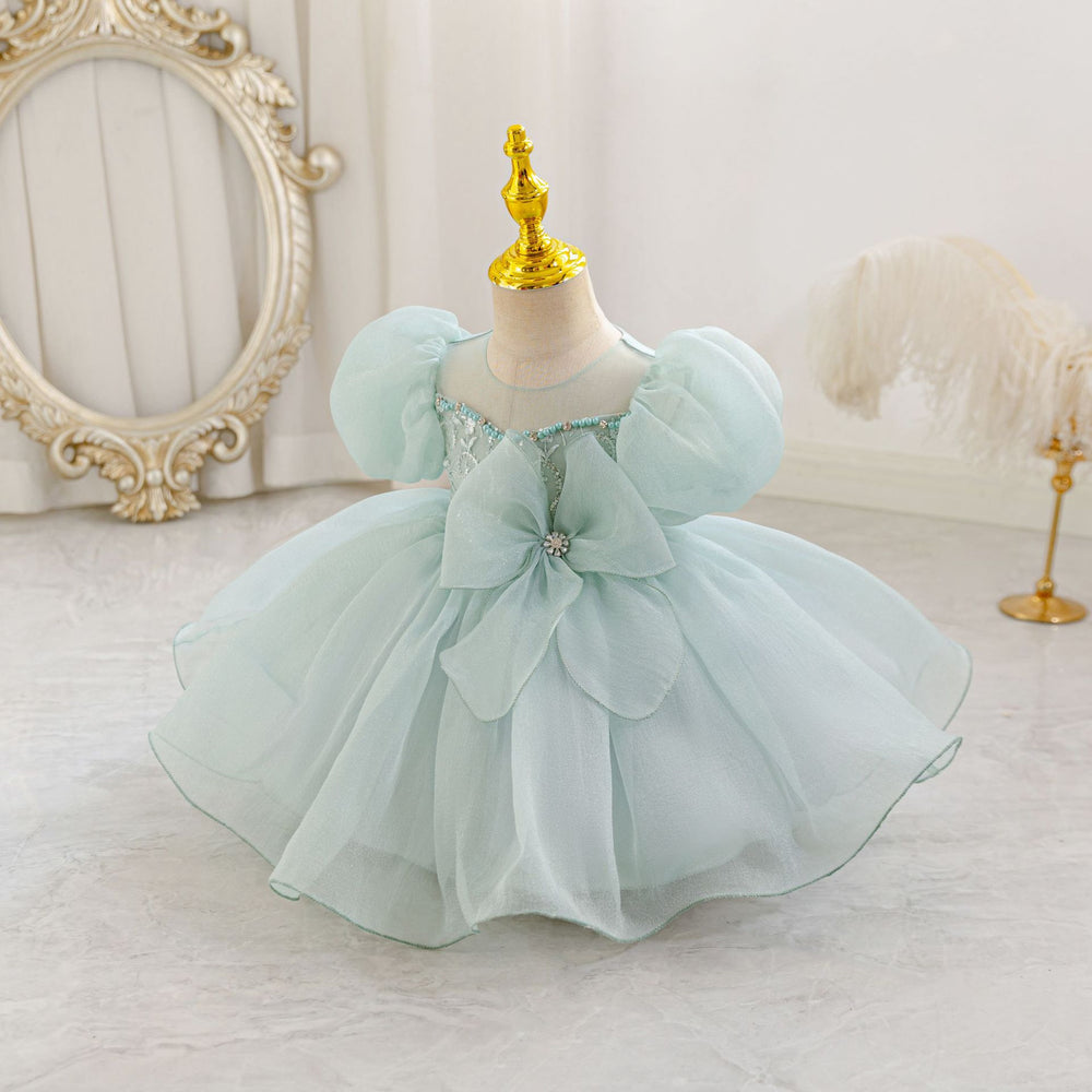 New arrival: children's formal dress - bowknot, puff sleeves, tiered princess dress for flower girls