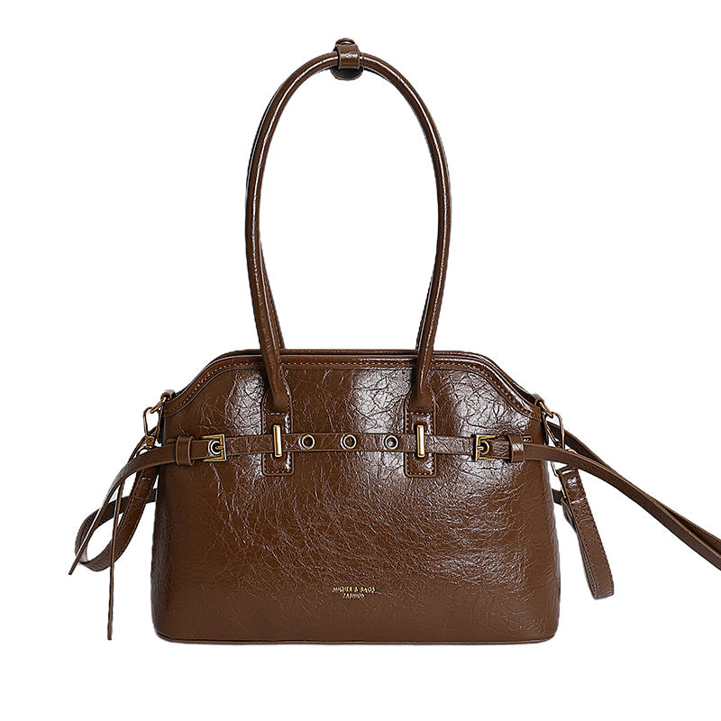 2025 autumn new arrival: large capacity commuter shoulder & crossbody tote bag - vintage oil wax leather handbag, premium women's bag