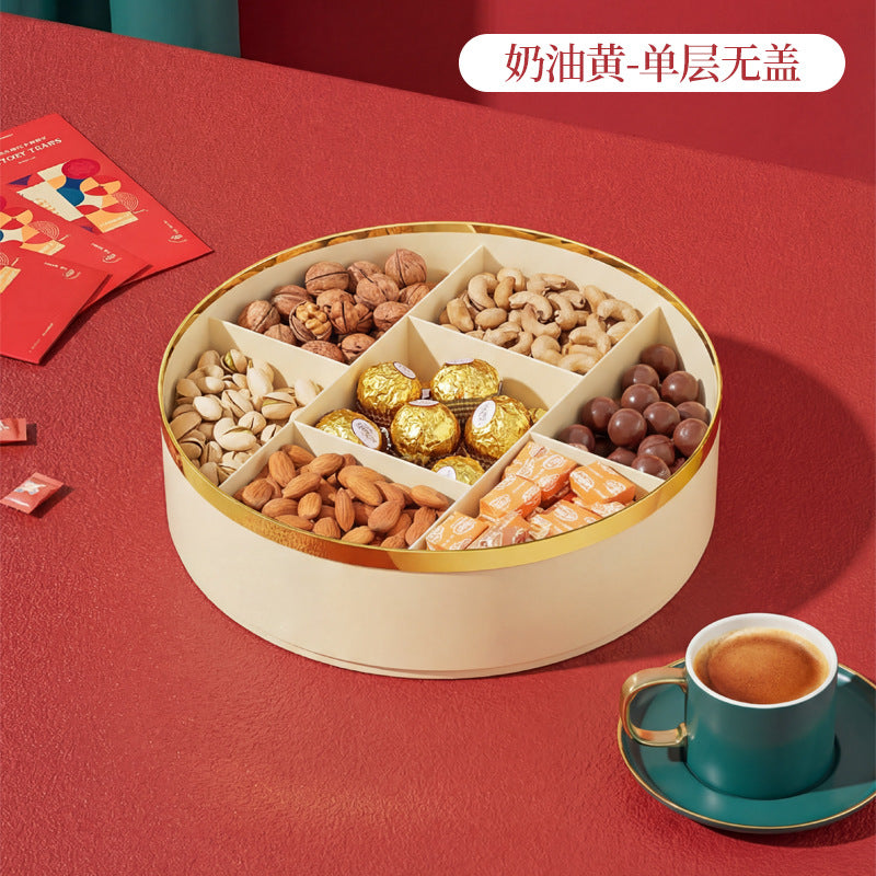 High-style dried fruit platter, perfect for housewarmings, weddings, chinese new year, and everyday use. ideal for home living rooms, this dried fruit storage box also works great as a snack and candy container