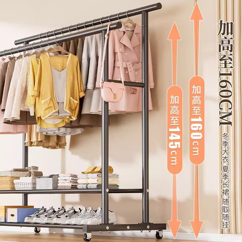 Simple coat rack, movable clothes drying rack, floor-standing indoor room, multi-functional clothes rack, accessible luxuryfor home bedroom