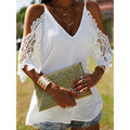 summer new european and american style lace off-the-shoulder v-neck camisole loose casual top women's clothing