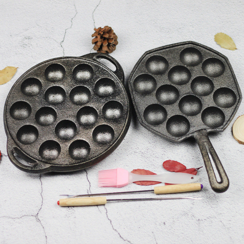 Cast iron uncoated ball pot octopus small balls fifteen holes uncoated non-stick barbecue machine commercial quantity is excellent