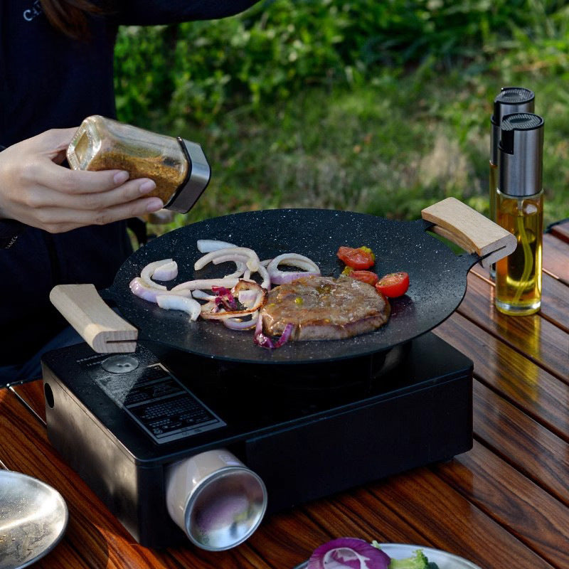 medical stone double-ear baking dish outdoor camping style portable barbecue plate korean style commercial barbecue plate wholesale