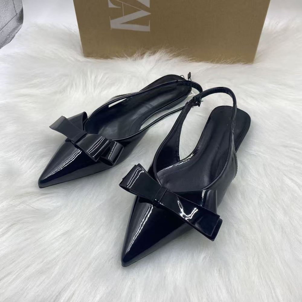Za's 2025 new women's shoes: low heel, elegant, socialite style, closed-toe, low-cut pumps with back strap