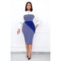 African foreign trade  hot-selling women's fashion plaid patchwork bodycon pencil skirt ol daily commute dress