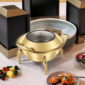 Round gold stainless steel buffet warmer - 6l hydraulic buffet stove - wedding party soup warmer - in stock