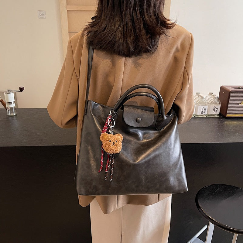 Cross-border retro commuter messenger bag women's large-capacity bags2025 winter new portable tote bag shoulder bag