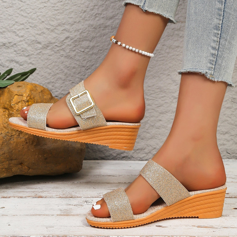 cross-border  large size summer cross-border belt buckle women's sandals women's sequined large size new wholesale large size