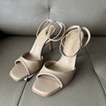 Spanish trendy women's shoes 2025 summer new collection: red and white ankle strap metallic stiletto heel sandals