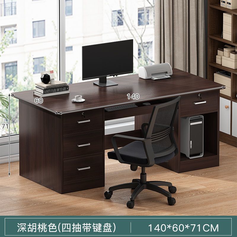 Computer desk set - modern minimalist home office desk and chair with drawer - single person office desk