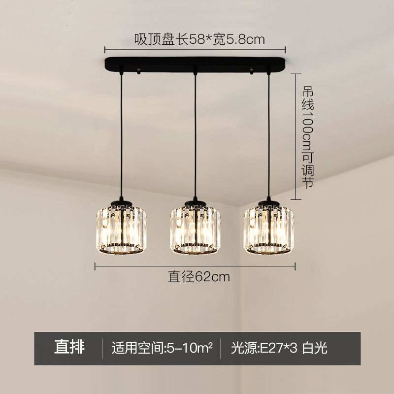 Modern minimalist bedroom bedside pendant light, simple bar counter entryway lighting, single-head suspension crystal chandelier
