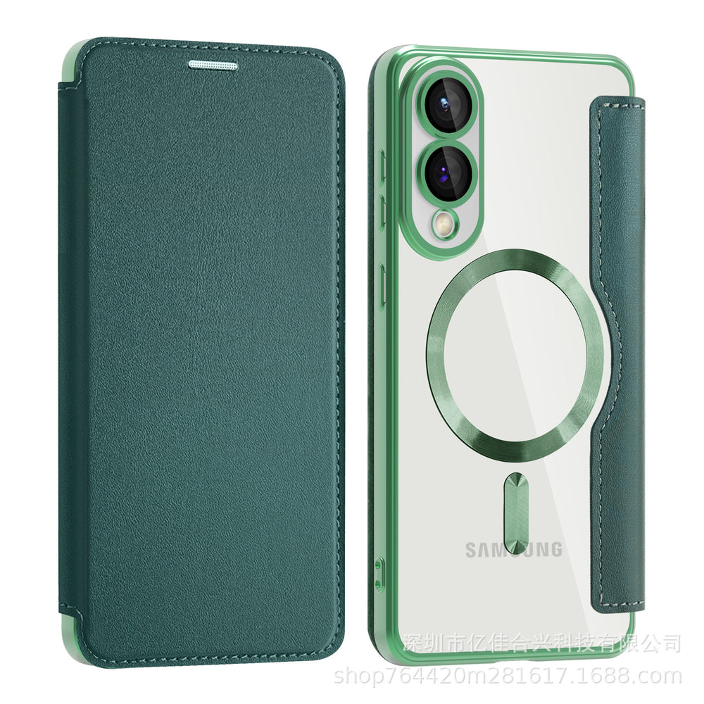 Suitable for samsung s26plus business flip gold shield magnetic leather case s23 mobile phone case s24ultra sheath a07