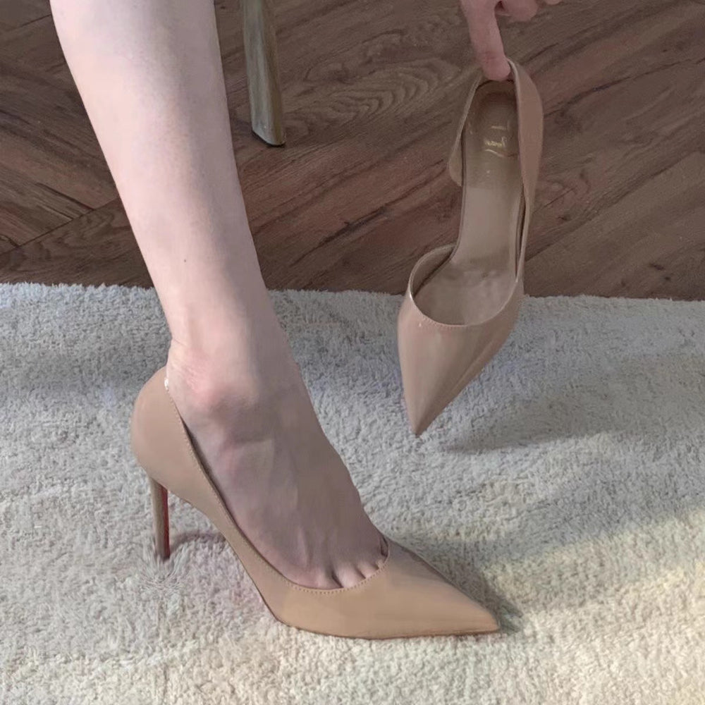 High heels bed flirting new arrival royal sister high heels sexy women's black pure desire thin heel red bottom easiest for match flats