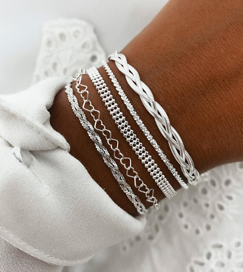 hot-selling retro cross cold style bracelet suitstylishcasualcut out multi-layered stacked jewelry accessories