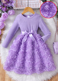 new girls' solid color rose dress
