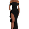 fashionexport women's clothing  spring sexy one shoulder elegant elegance party dress slit dress