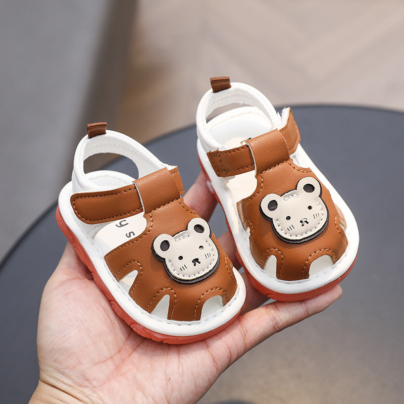 Summer infant toddler shoes, boys' and girls' squeaky shoes, tendon sole sandals, closed-toe baby shoes, soft sole non-slip children's shoes