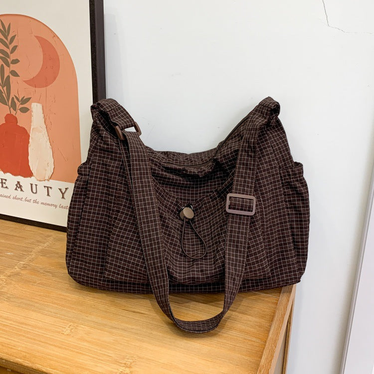Large capacity bag women's fashionplaidnew arrivalk-stylecasual shoulder crossbody bag cloth bag work clothing dumpling bag