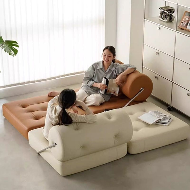 Single sofa small apartment living room tofu block tajine sofa bed foldable dual-purpose cream style modular lazy sofa