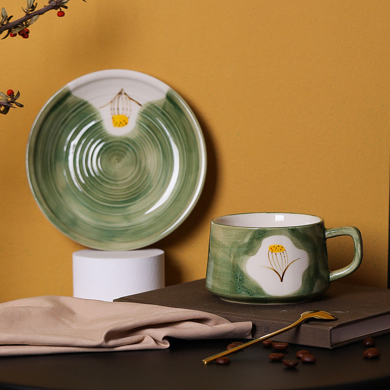 Nordic retro underglaze ceramic coffee cup exquisite afternoon tea milk gift cup and saucer set mug