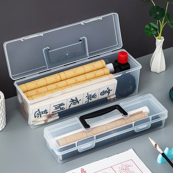Student calligraphy supplies storage box Brush box Portable portable tool box Full set of pen, ink, paper and inkstone storage