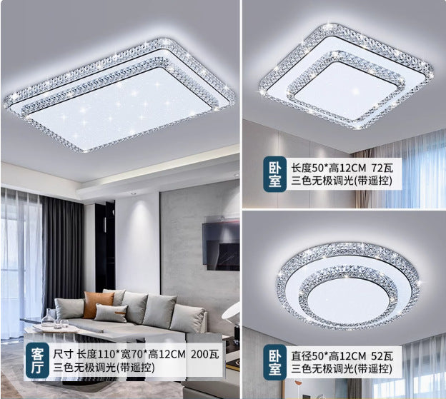2024 New Living Room Light Modern Simple Atmosphere Master Bedroom Crystal Ceiling Light Whole House Lighting Package Combination