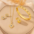 popular zircon-inlaid four-leaf clover necklace, accessible luxury, niche women's summer fashion, non-fading clavicle chain earrings jewelry