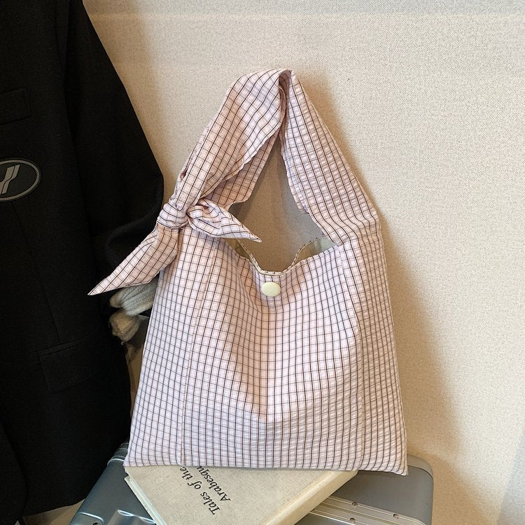 Foreign trade 2025 spring and summer new plaid shoulder bag simple versatile messenger bag large capacity casual tote bag