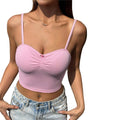 Amazon  european and american cross-border women's milk silk sexy ruched bust lace camisole bodycon bandeau top