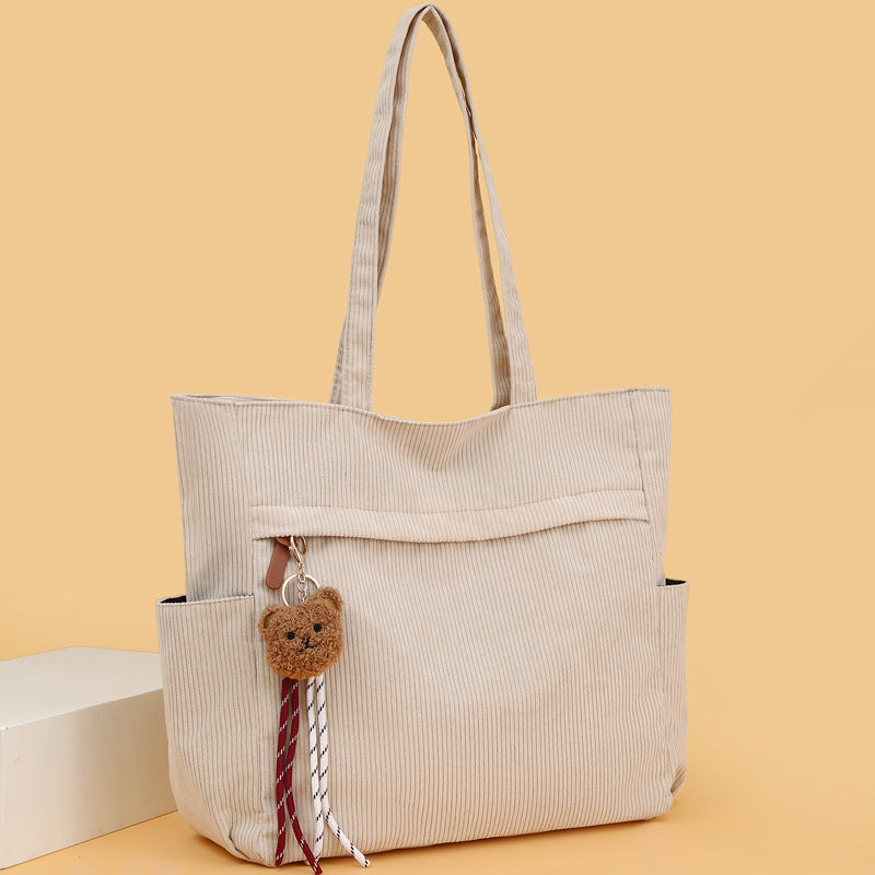 Corduroy large capacity women's bag new arrivalfashioneasiest for matchsatchel bag work clothing bag casual shoulder bag tote bag