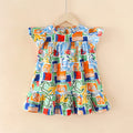 Ojitu all-cotton a-line dress - spring collection for girls (toddler & little kids) - lace sleeve, cartoon print, children's dress