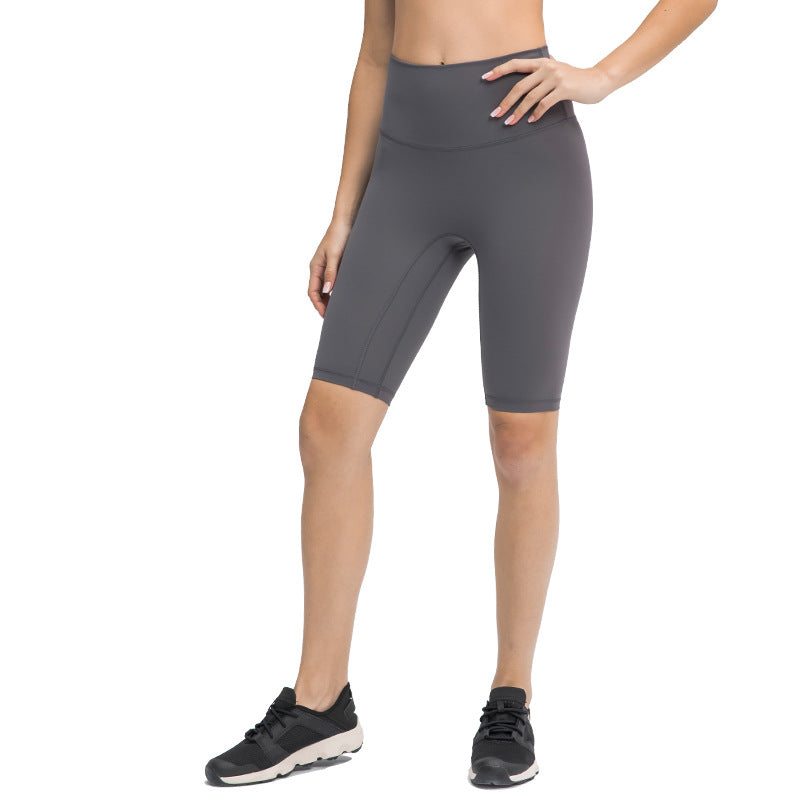 Spring/summer new arrival: seamless double-sided brushed yoga shorts - high-waisted, stretchy, outdoor sports capris for women (model: dk066)