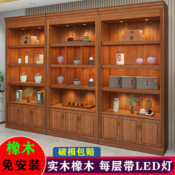 Solid wood tea display cabinet, tobacco and wine cabinet, supermarket convenience store, native products display cabinet, dry goods, agricultural products shelf