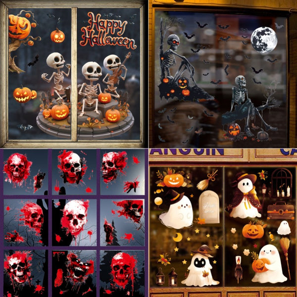 New Halloween 3D cute ghost pumpkin static sticker Halloween holiday party decorative glass window sticker