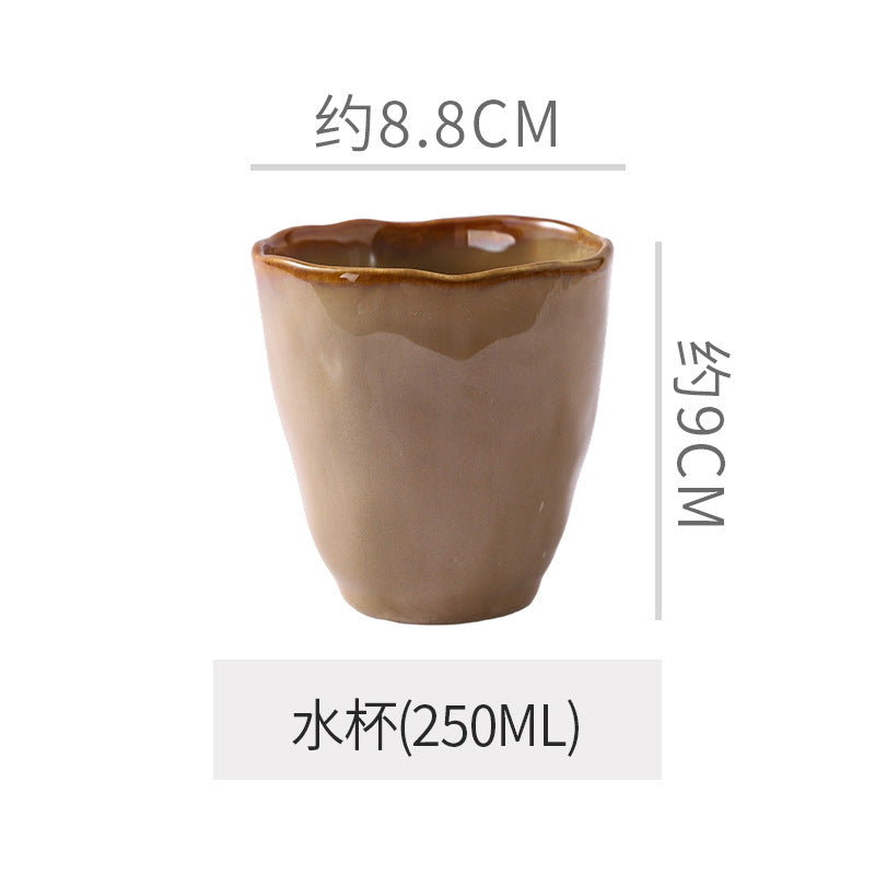 Restaurant stylish ceramic rice bowl, noodle bowl, soup bowl, retrofor home vegetable bowl, large bowl, salad plate, creative kiln-turned tableware
