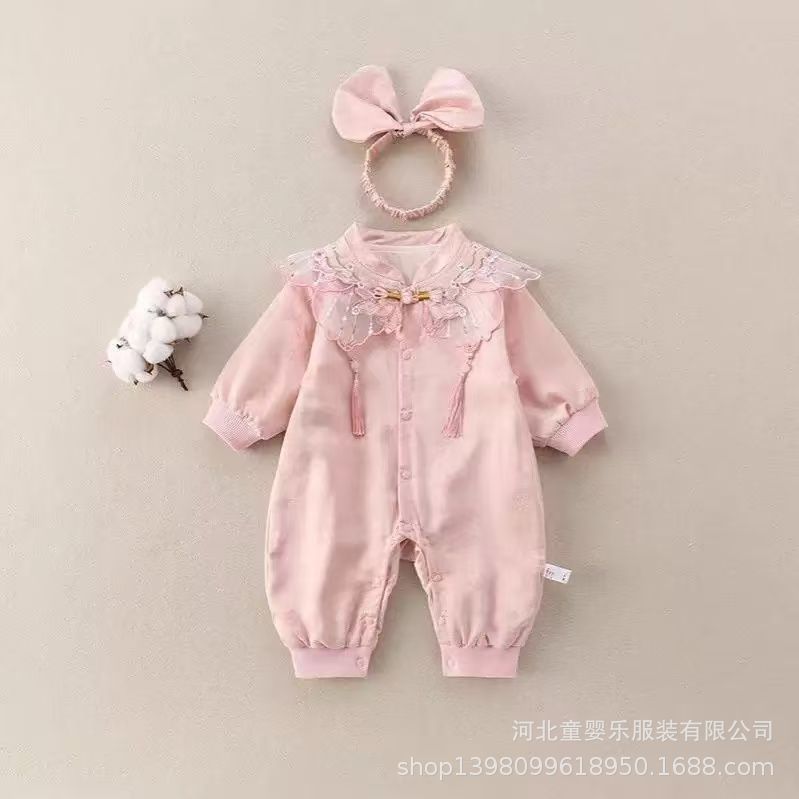 Infant and toddler spring autumn clothes chinese style fashionlong sleeves jumpsuit baby girl crawling suit jumpsuit infant clothing