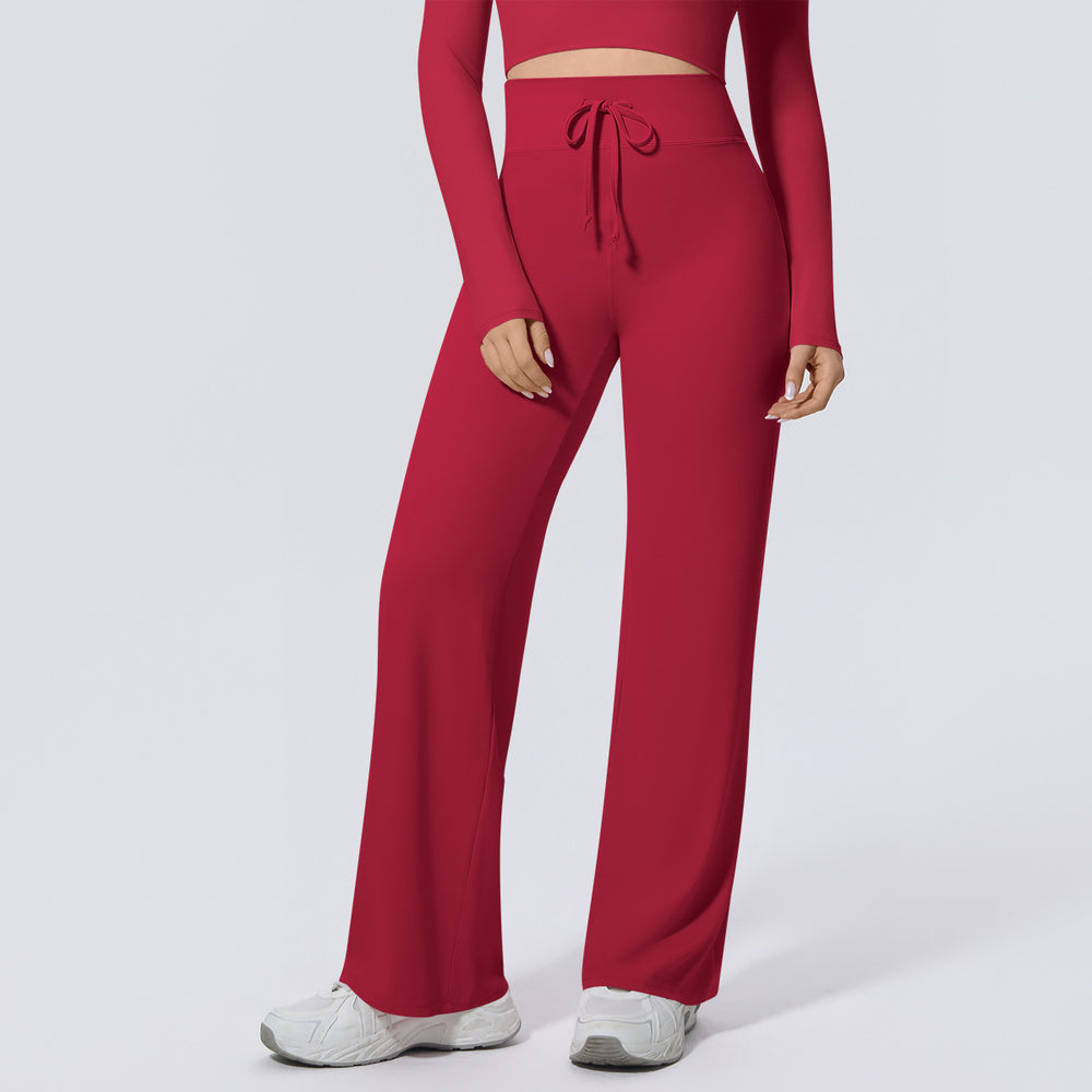 New arrival cross-border double-sided nylon high waist elastic loosecasual wide-leg nine-point pants running fitness yoga bottom pants