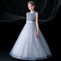 Custom children's long wedding dress gown tulle princess dress for girls ages 3-15, perfect for children's day performances