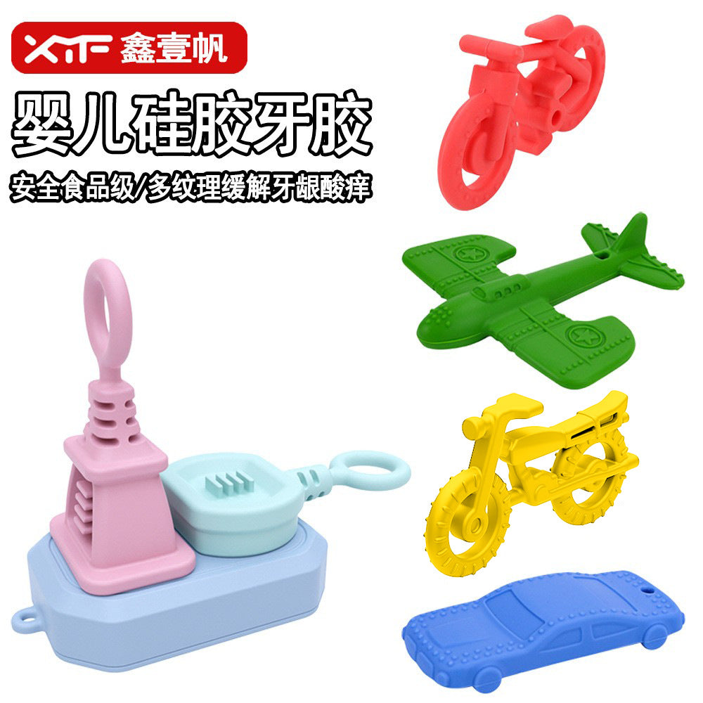 Cross-border 's new baby transportation, tooth grinding sticks, baby soothing toys, food-grade silicone toothpaste