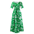 Q125 summer new fashion cross-border  elegant women's tie-up printed plus size european and american style dress
