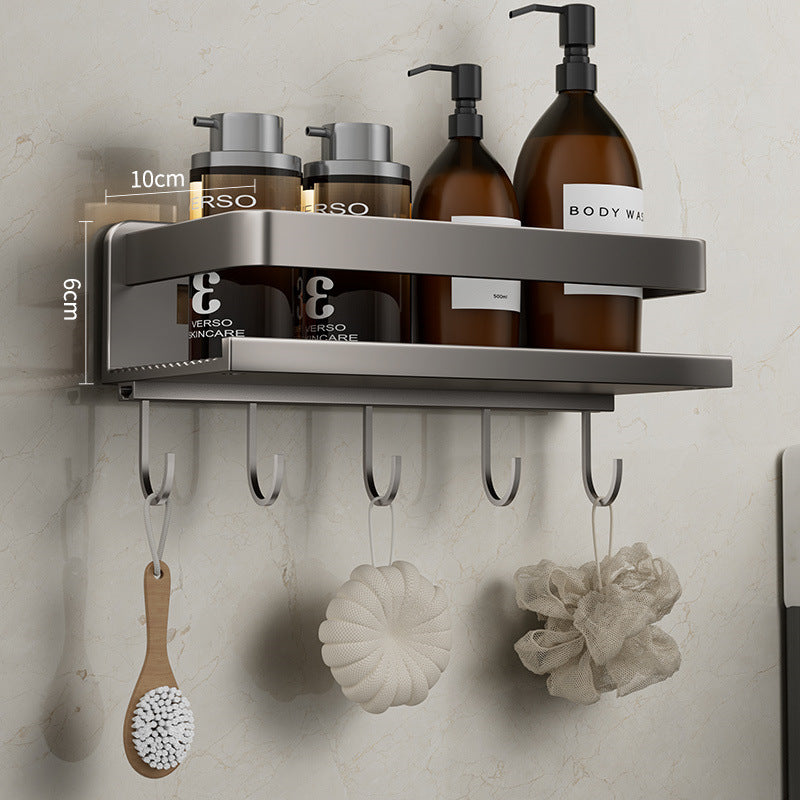 Removable and washable space aluminum bathroom rack Wall-mounted non-punching bathroom cosmetic storage rack Factory direct sales