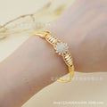 zircon geometric gold-plated bangle, women's elastic bracelet for autumn/winter, perfect for back-to-school parties