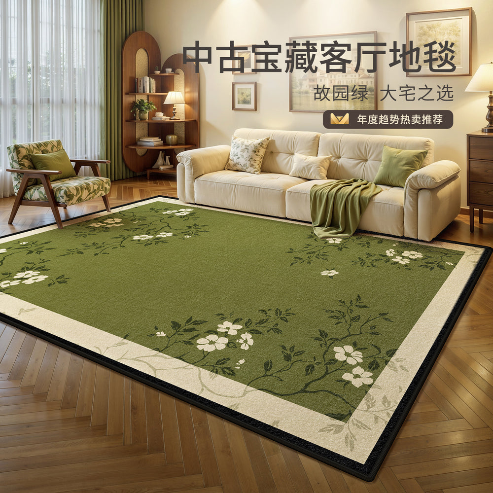 Carpet living room green new arrival medieval style stain-resistant waterproof floor mat no-wash and wipeable classy bedroom bedside floor mat