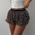 summer new arrival: cross-border leopard print tiered ruffle shorts - low-rise, spicy girl style, sweet & cool, slimming cake pants